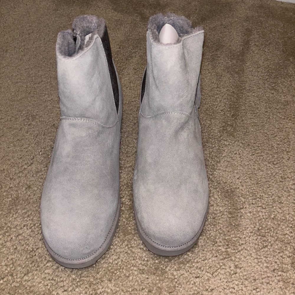 BearPaw Gray Suede Ankle Boots